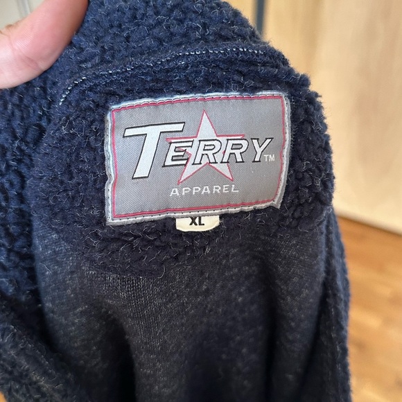 Michigan Football Sherpa Apparel Navy Blue Zip Up Teddy Terry Cloth Jacket XL C1 - Picture 3 of 6